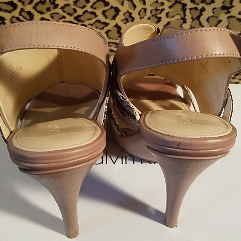 Calvin Klein Taupe & Python Platform Heels - image 3